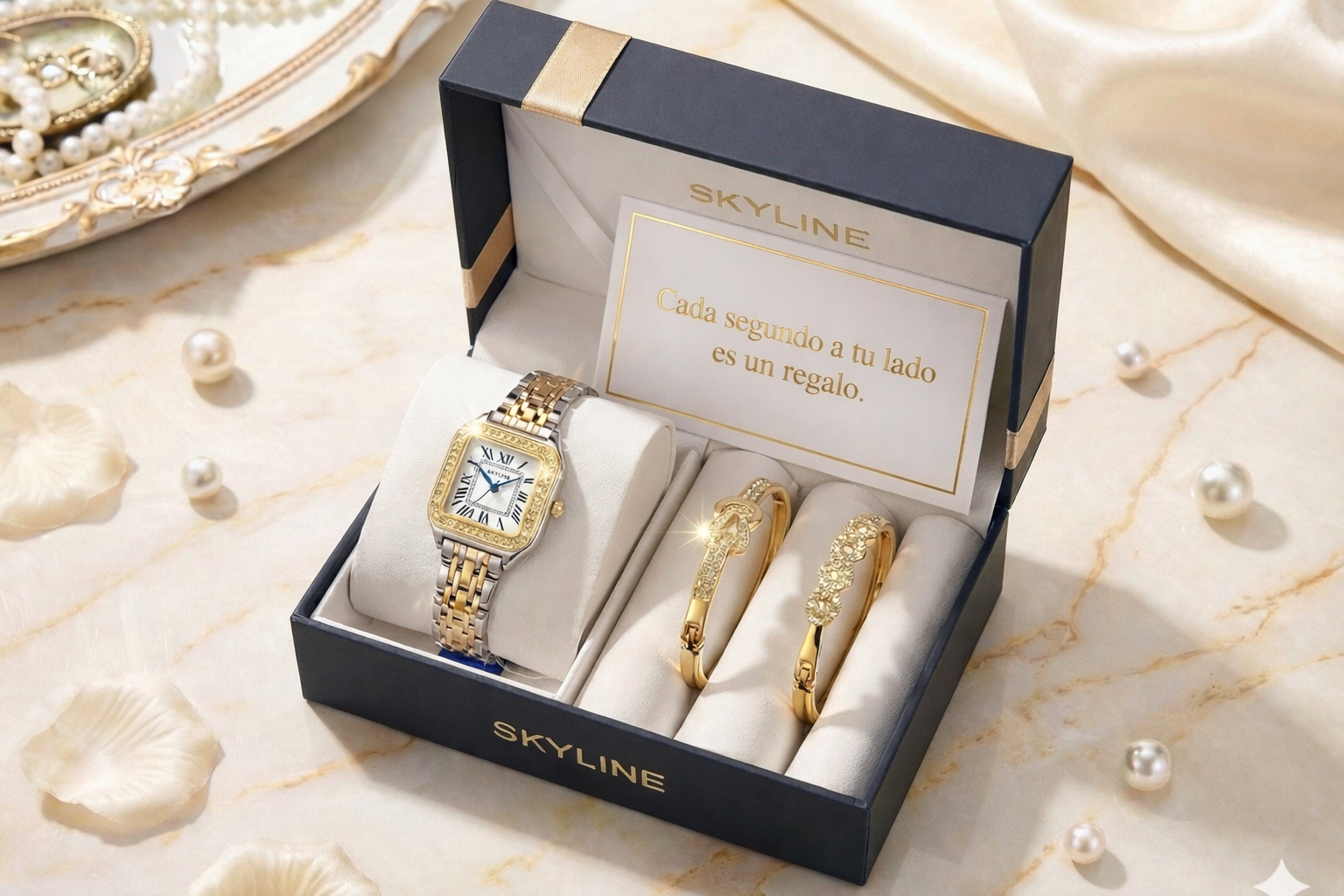 Conjunto Skyline Horizon Bitono con Pulseras de regalo.