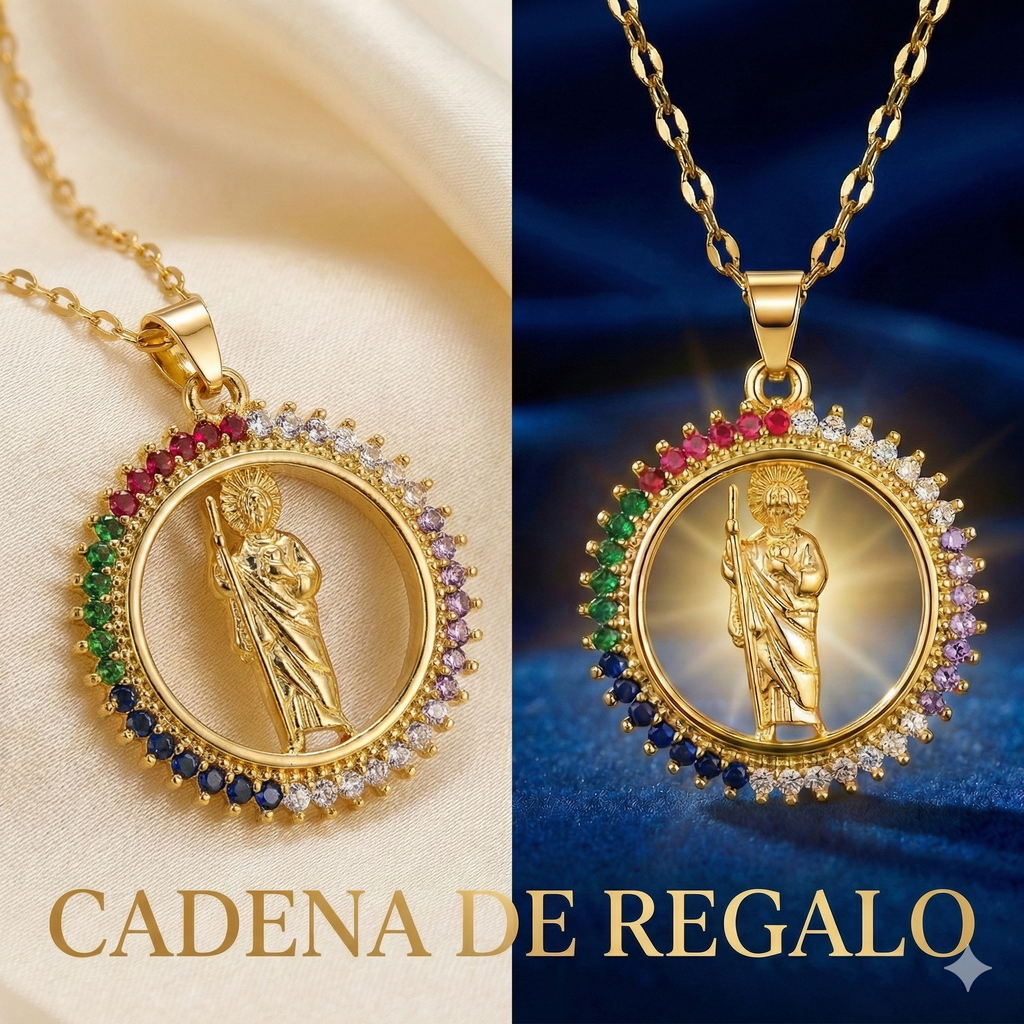 Medalla San Judas Tadeo Oro 18K Un símbolo de fe y esperanza.